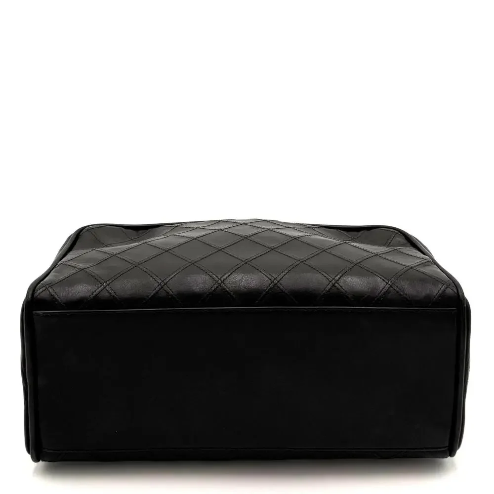 Black Leather Quilted Toiletry Bag